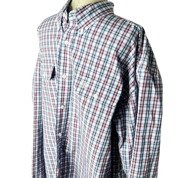 Wrangler George Straight Shirt Mens Size XL Red Blue Plaid Button Down - Picture 1 of 4
